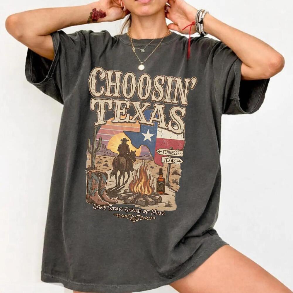 Choosin'_ Texas S T-Shirt, Country Music , Retro Western Cowboy Shirt